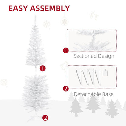 5FT Pencil Slim Artificial Christmas Tree with Sturdy Stand Tips in White