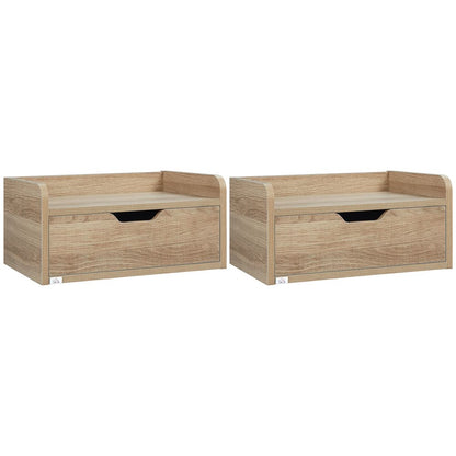 Set of 2 Floating Nightstands with Wall Mounted Design and Drawer for Bedroom Convenience