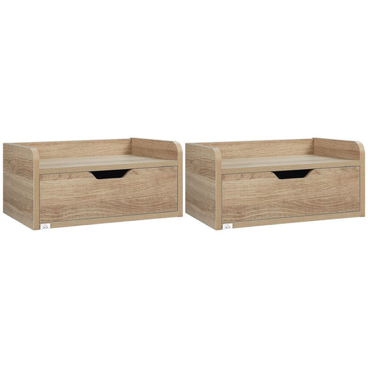 Set of 2 Floating Nightstands with Wall Mounted Design and Drawer for Bedroom Convenience