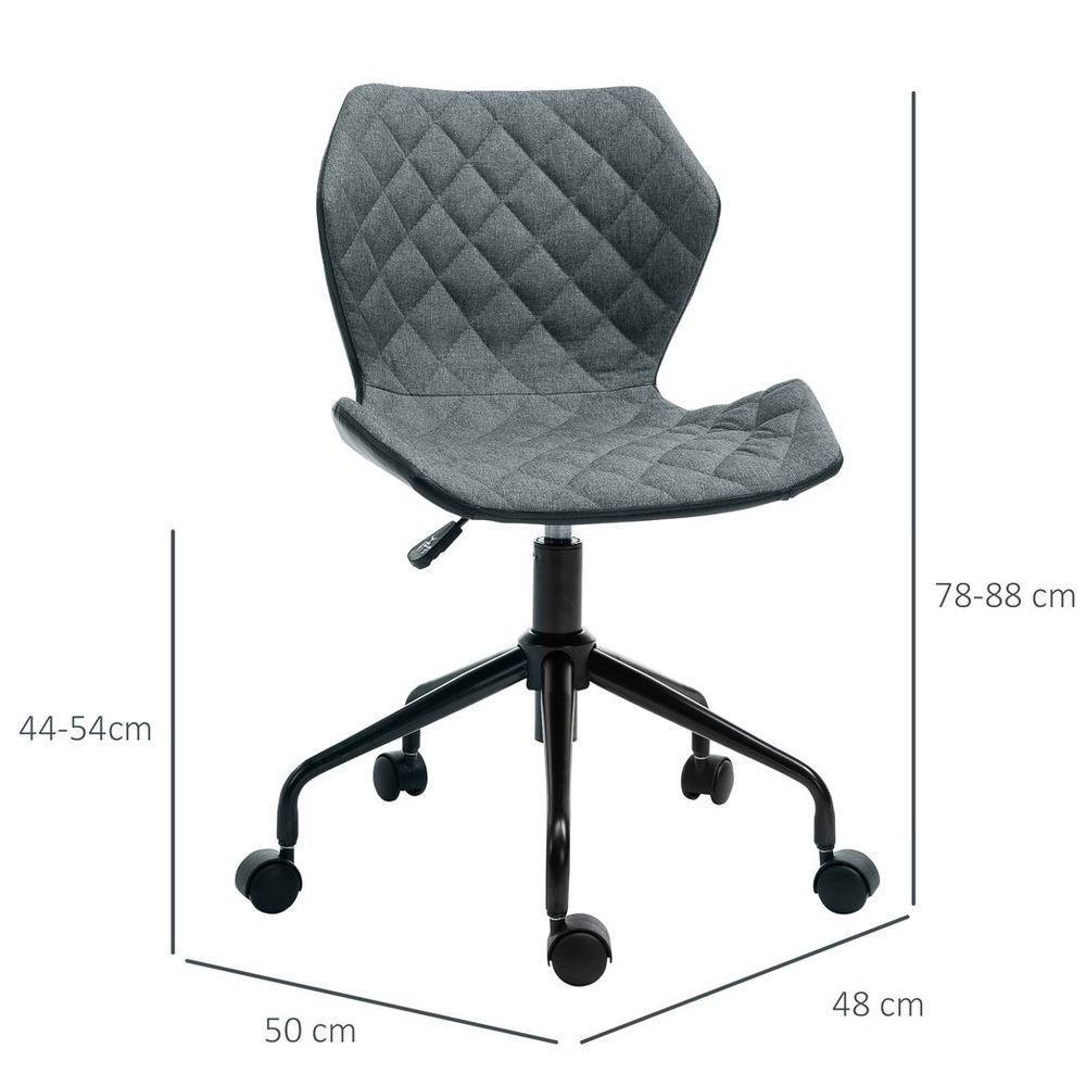 Grey Linen Home Office Swivel Desk Chair with Adjustable Height and Nylon Wheels