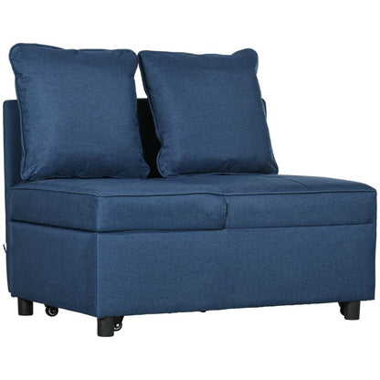 Folding Sleeper Sofa Bed Chair with Pillows and Pocket, Blue