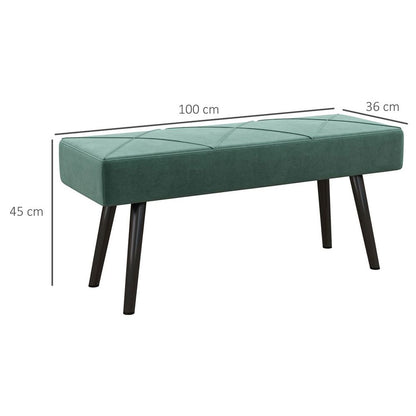 Green Upholstered End of Bed Bench with Steel Legs, Stylish Addition for Hallway and Bedroom