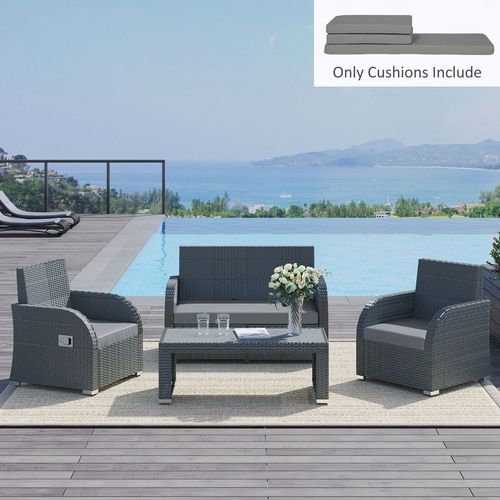 3 Piece Outdoor Cushion Pad Set for Garden Furniture Cushions, Dark Grey