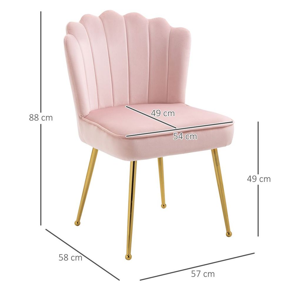 Pink Velvet-Feel Shell Luxe Accent Chair with Metal Legs for Stylish Home Lounge