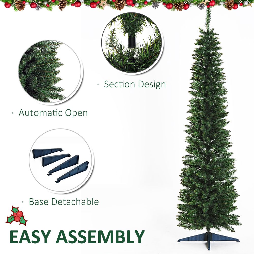 1.8m (6ft) Slim Tall Artificial Pine Pencil Christmas Tree - 390 Branch Tips