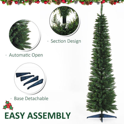 1.8m (6ft) Slim Tall Artificial Pine Pencil Christmas Tree - 390 Branch Tips