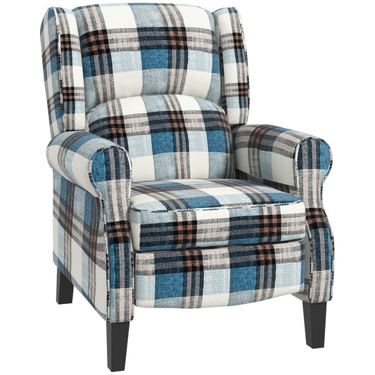 Blue Wingback Recliner Chair with Padded Armrests for Living Room Comfort