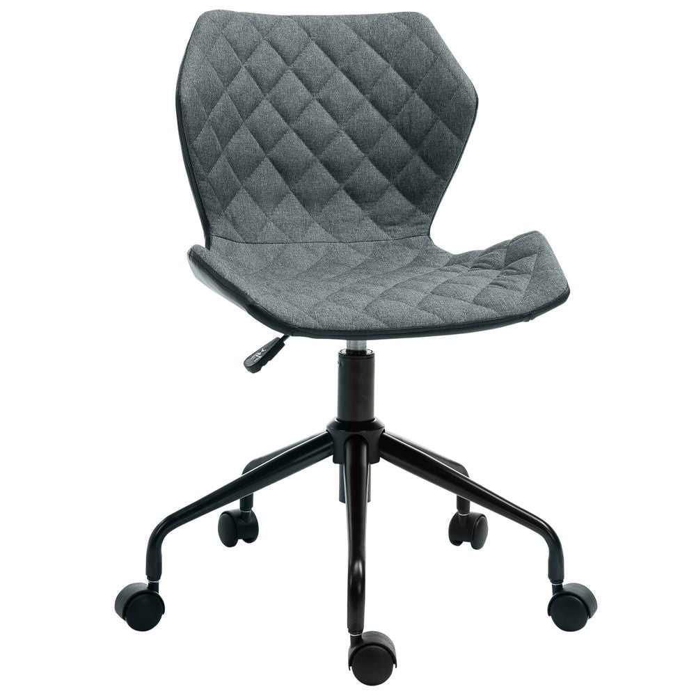 Grey Linen Home Office Swivel Desk Chair with Adjustable Height and Nylon Wheels