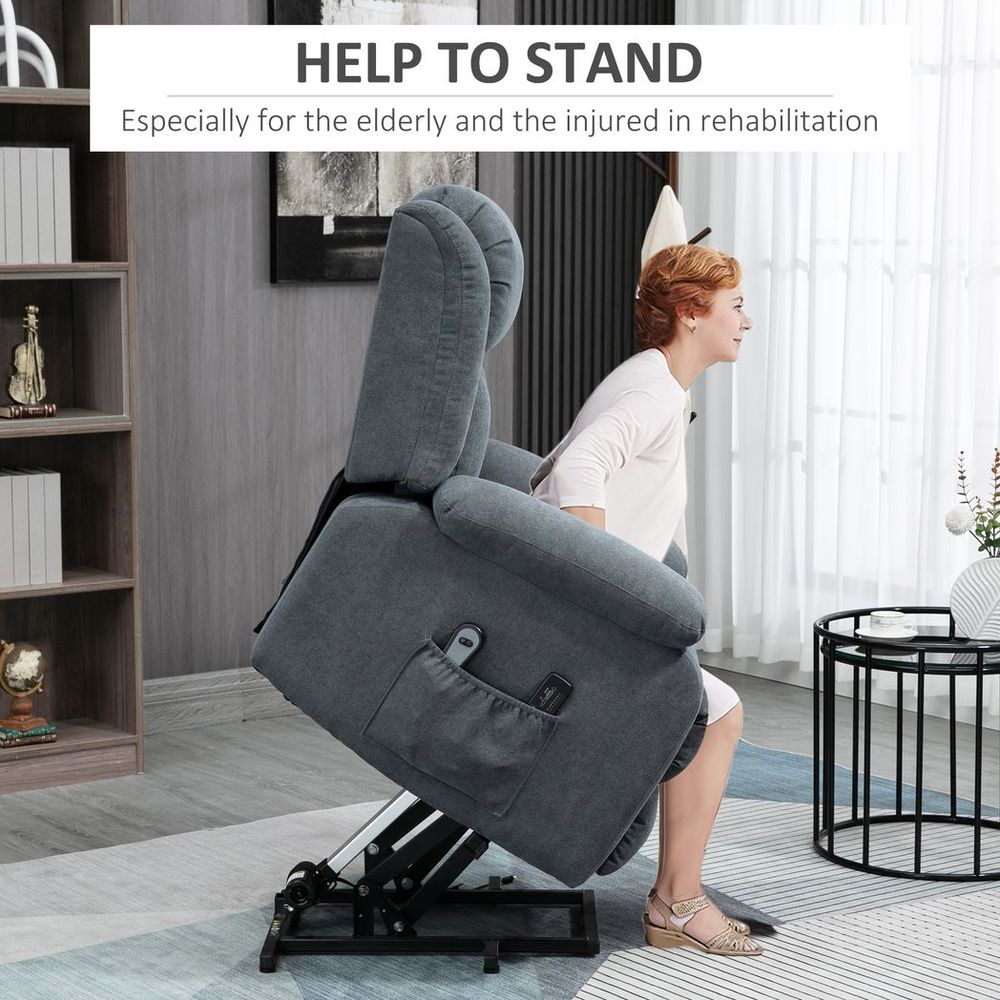 Dark Grey Heavy-Duty Riser and Recliner Chair Lift for Elderly Comfort