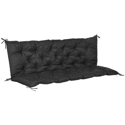 Comfort Plus: Black 3-Seater Outdoor Garden Bench Cushion with Secure Ties