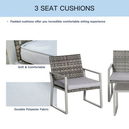 Stylish 4-Piece Grey Rattan Garden Seating Set for Outdoor Relaxation