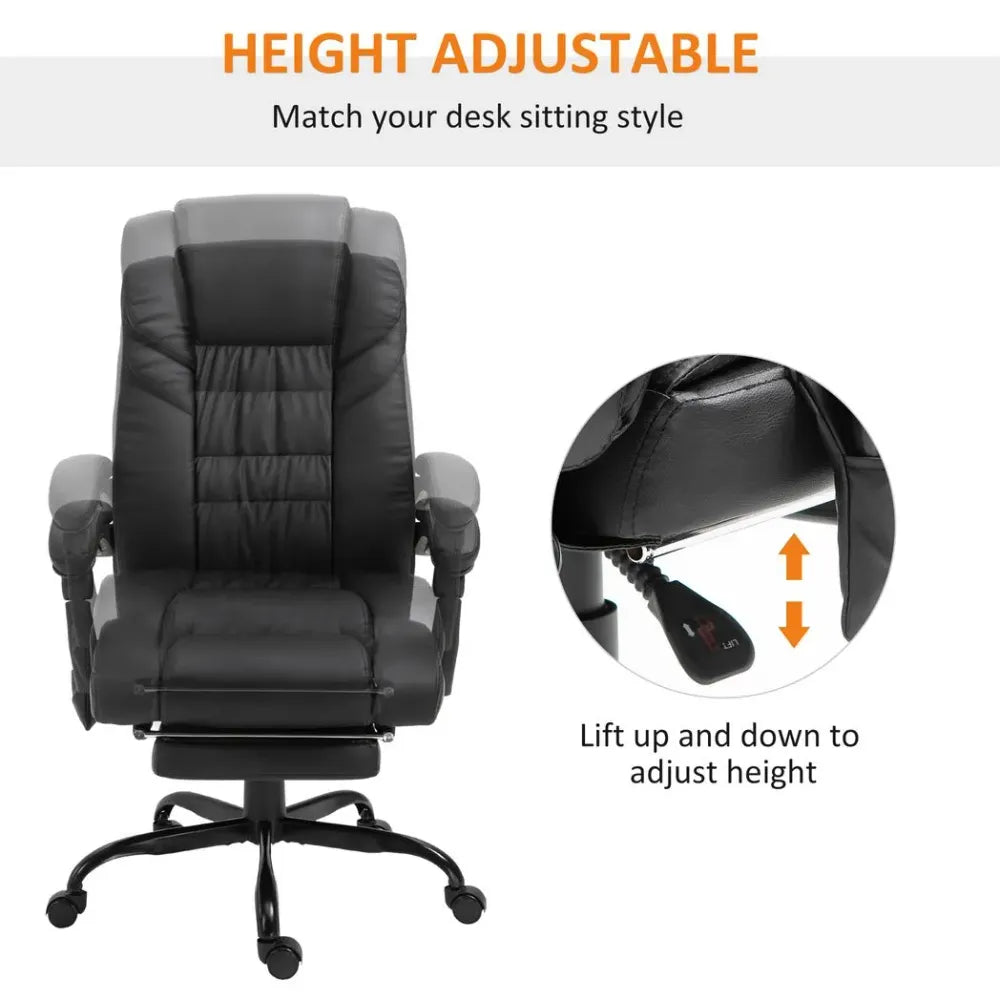 6-Point PU Leather Massage Racing Chair with Electric Padded and Adjustable Angle Remote