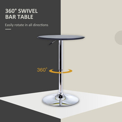 Black Chrome Steel Round Bar Table: Height Adjustable Dining Table