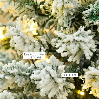 6ft Pre-Lit Snow Flocked Artificial Christmas Tree with Warm LED Lights