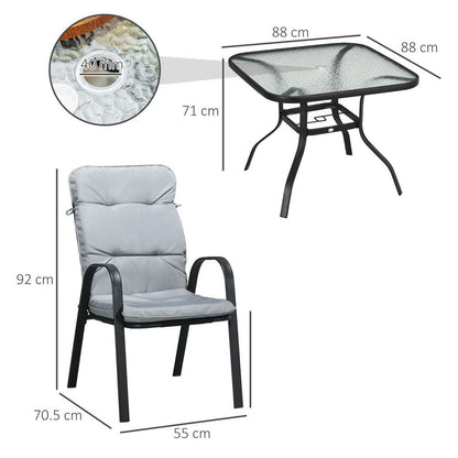 Patio Dining Set: Stylish Glass Table & Comfortable Texteline Chairs