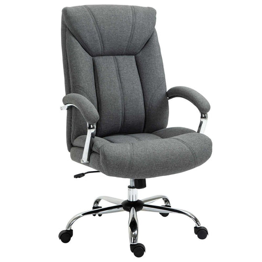 Grey High Back Home Office Chair with Armrests and Swivel Wheels for Comfort