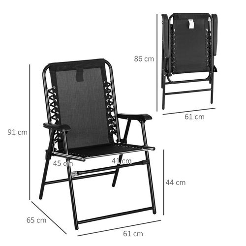 Portable Folding Patio Chairs - Lightweight Black Garden Loungers