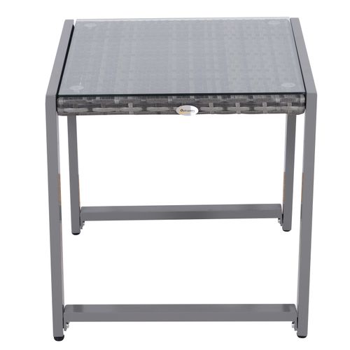 Elegant Grey Rattan End Table - Perfect Patio Side Coffee Furniture