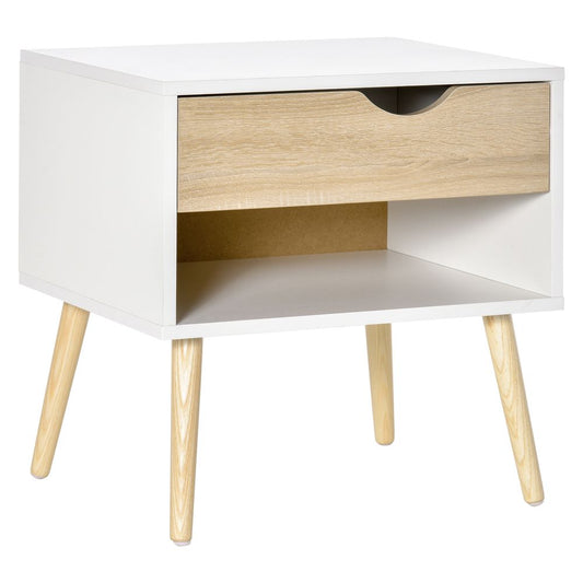 Modern Bedside Table with Drawer and Shelf, Stylish Nightstand for Bedroom or Living Room