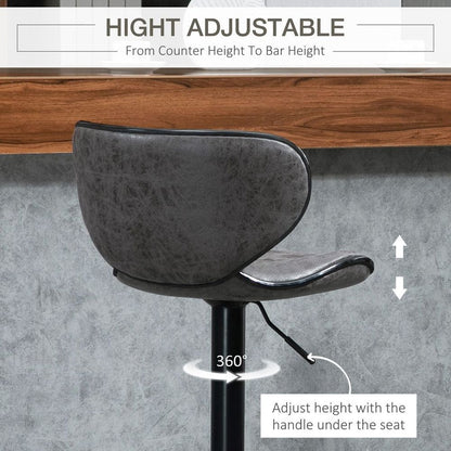 Set of 2 Vintage PU Leather Bar Stools with Adjustable Height and Armless Design