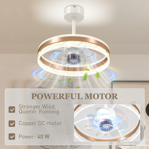 Elegant HOMCOM Ceiling Fan Light: 3 Colors, Remote Control & Quiet Breeze