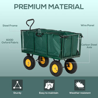 Heavy-Duty 4-Wheel Garden Trolley - Versatile Transport for All Landscapes