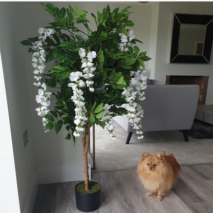 130cm Premium Quality Artificial Wisteria Tree with White Flowers - Luxurious Home Décor