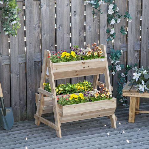 Elevated Wood Garden Bed Planter: 3-Tier A-Frame for Endless Growth