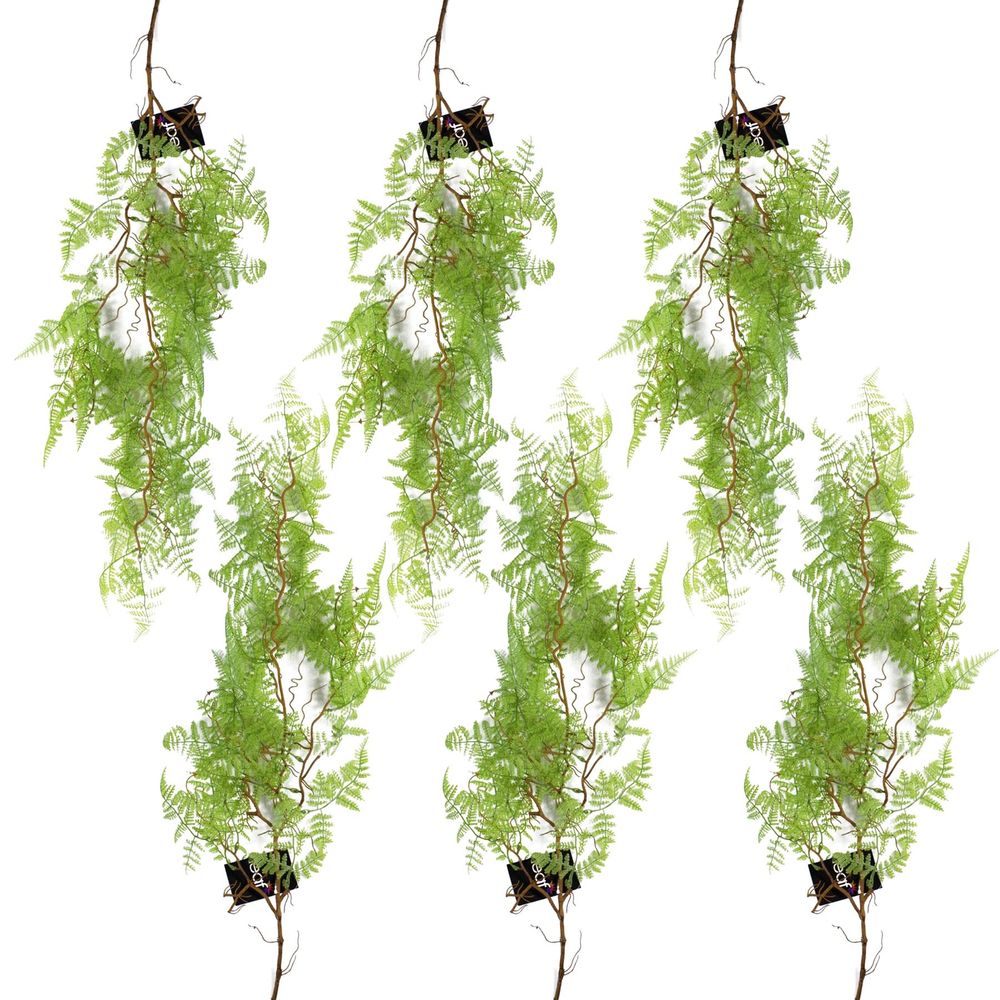 Set of 6 x 100cm Light Green Artificial Hanging Maidenhair Ferns