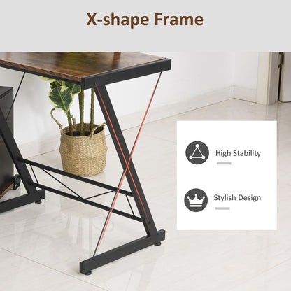 L-Shaped Round Corner Gaming Table with Storage Shelf for Organised Workspaces