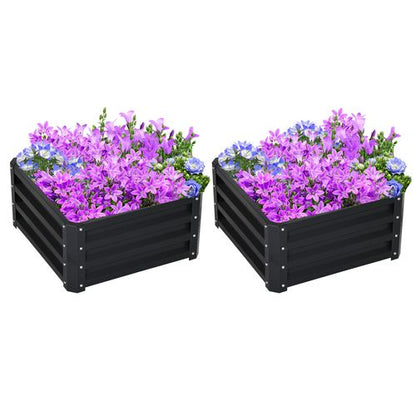 Set of 2 Galvanised Raised Garden Beds - Durable & Easy to Assemble