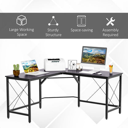 Black Corner L-Shape Desk, Ideal for Home Office and Gaming Computer Workstation