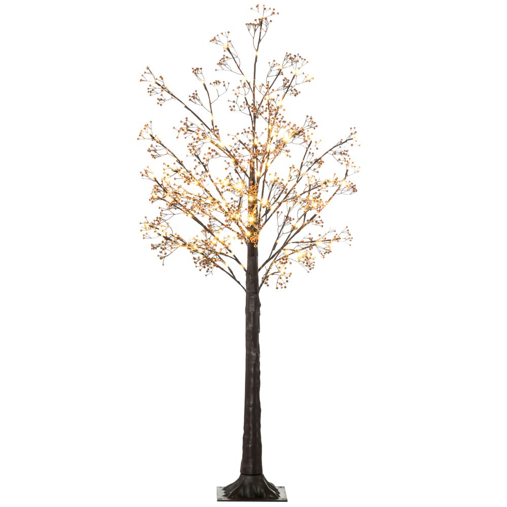 5FT Artificial Tree Featuring Warm White LED Lights and Baby Breath Flowers for Holiday Decor