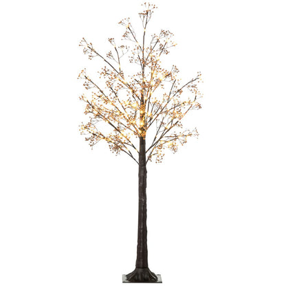5FT Artificial Tree Featuring Warm White LED Lights and Baby Breath Flowers for Holiday Decor