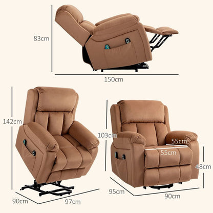 Brown Lift Chair Riser Recliner with Vibration Massage and Heat for Comfort