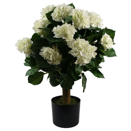 70cm Artificial White Hydrangea Bush Plant in Pot for Elegant Home Decor