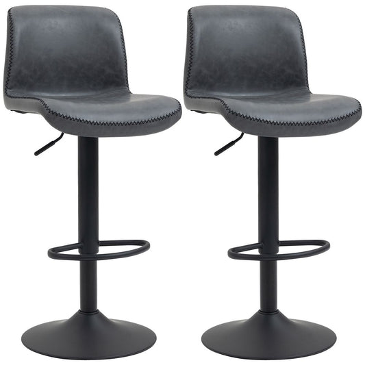 Retro Barstools – Set of 2 PU Leather Adjustable Height Swivel Chairs