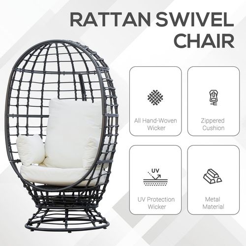 Ultimate Swivel Egg Chair – Stylish Rattan Patio Lounger with Plush Cushion