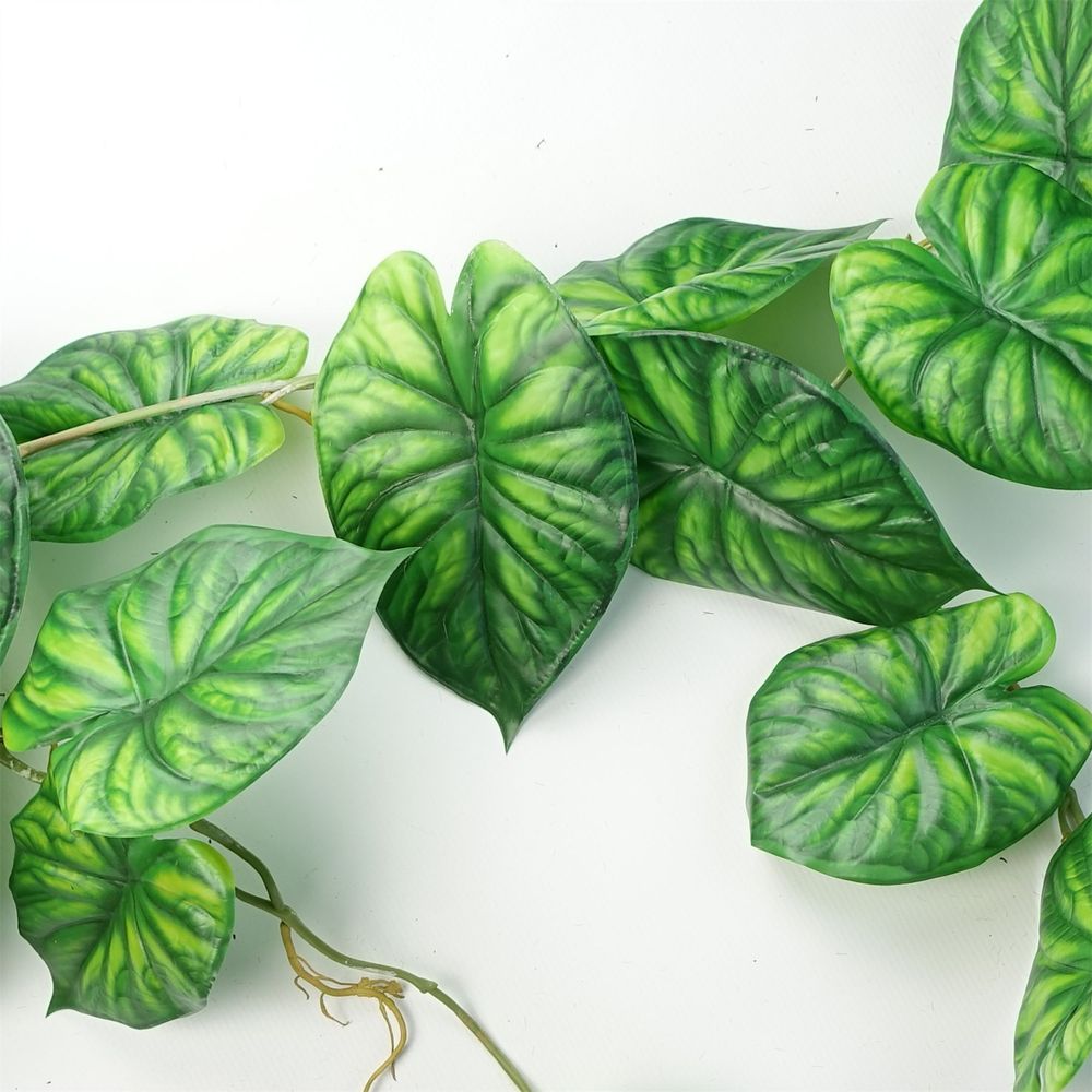 Set of 6 x 120cm Artificial Hanging Alocasia Dragon Scale Plants - Green