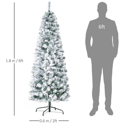 6ft Pre-Lit Snow Flocked Artificial Christmas Tree with Warm LED Lights