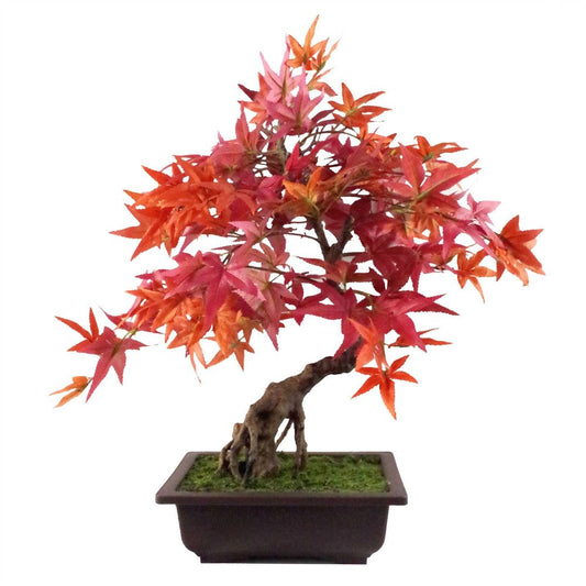 50cm Artificial Red Maple Bonsai Tree, Lifelike and Attractive