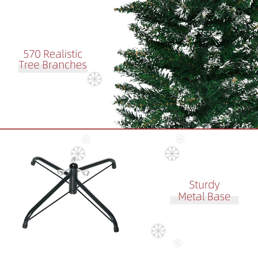 6.5ft Snow Dipped Artificial Pencil Christmas Tree with Foldable Black Stand - Green