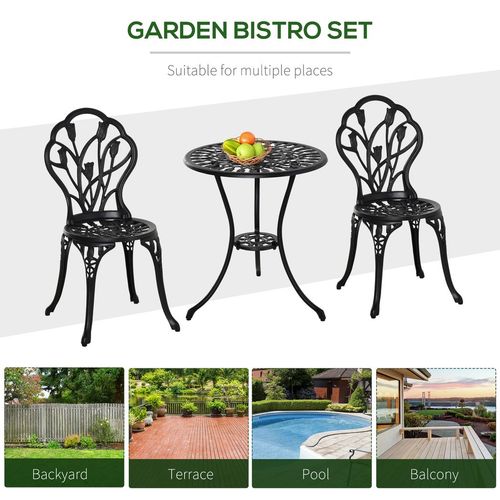 Vintage 3-Piece Cast Aluminium Bistro Set with Umbrella Hole