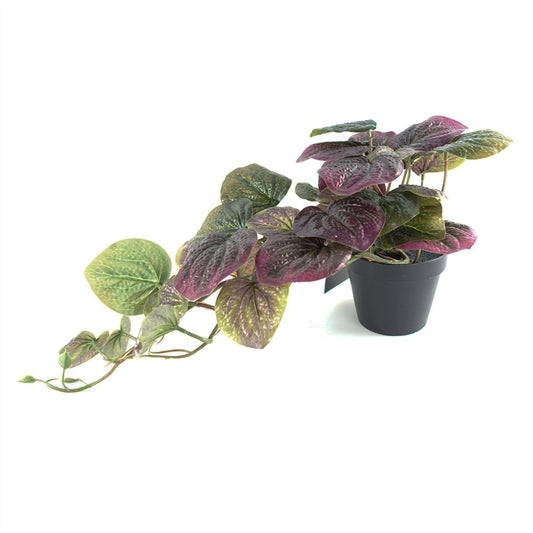35cm Artificial Potted Trailing Purple Pothos Plant