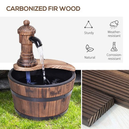 Rustic Barrel Water Pump Fountain - Enchant Your Garden Oasis!