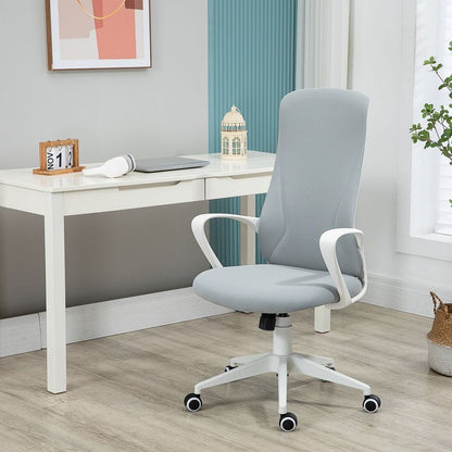 Grey High-Back Home Office Chair with Elastic Height Adjustment Feature