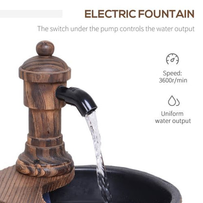 Rustic Barrel Water Pump Fountain - Enchant Your Garden Oasis!