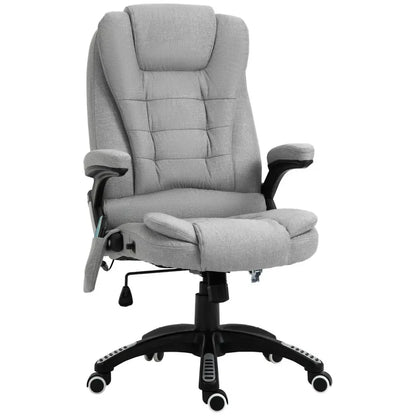 Grey Executive Reclining Chair with Heating Massage Points and Comfortable Relaxing Headrest