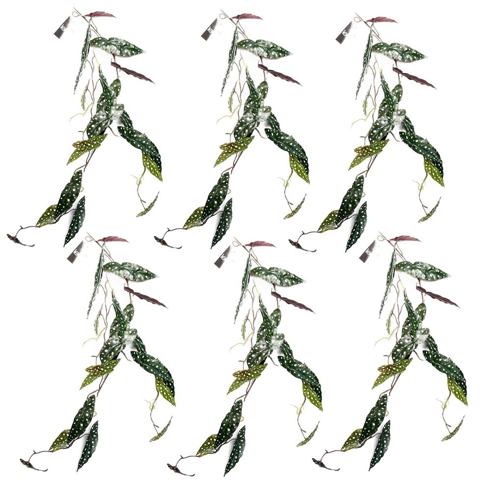 Set of 6 x 110cm Artificial Hanging Begonia Maculata - Spotted Design
