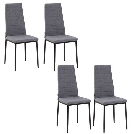 High Back Dining Chairs - Upholstered Linen-Touch Fabric, Accent Chairs, Set of 4